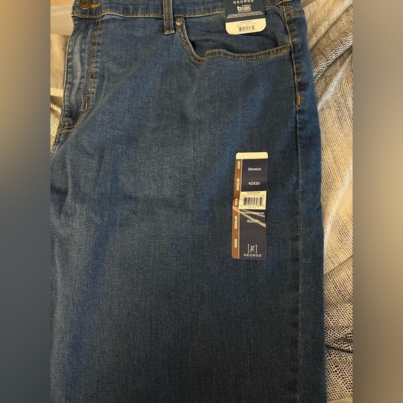 New men’s 42x30 work denim blue jeans stretch classic Fit - Picture 7 of 7